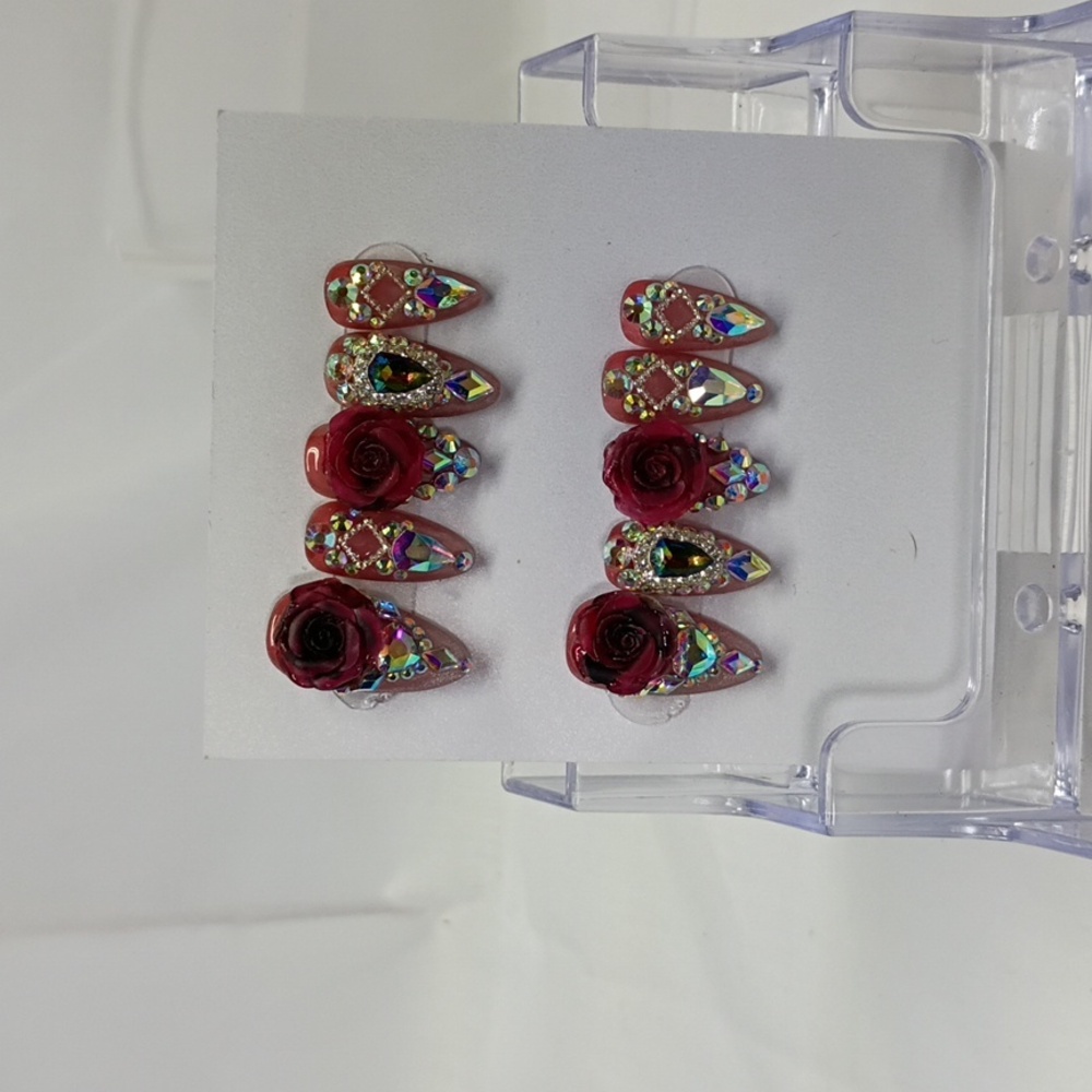 Elegant Red and Gold Rose Crystal Earrings
